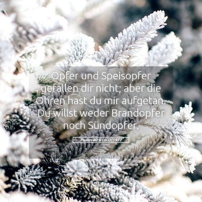 Picture 05 - Psalm 40:6 LUTH1912 - Opfer und Speisopfer gefallen dir nicht; aber die - Bible Verse Picture