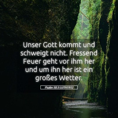Picture 05 - Psalm 50:3 LUTH1912 - Unser Gott kommt und schweigt nicht. Fressend - Bible Verse Picture
