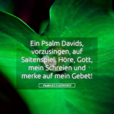Picture 05 - Psalm 61:1 LUTH1912 - Ein Psalm Davids, vorzusingen, auf Saitenspiel. - Bible Verse Picture