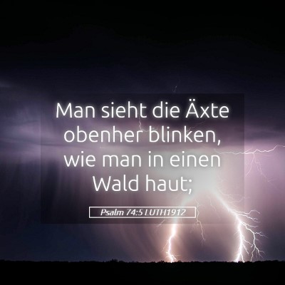 Picture 05 - Psalm 74:5 LUTH1912 - Man sieht die Äxte obenher blinken, wie man in - Bible Verse Picture