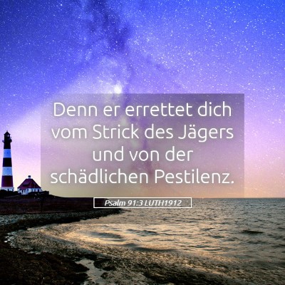 Picture 05 - Psalm 91:3 LUTH1912 - Denn er errettet dich vom Strick des Jägers und - Bible Verse Picture