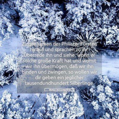 Picture 05 - Richter 16:5 LUTH1912 - Zu der kamen der Philister Fürsten hinauf und - Bible Verse Picture