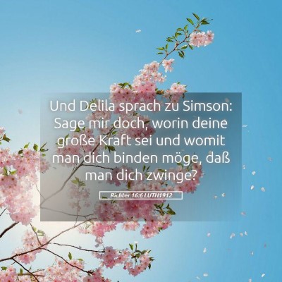 Picture 05 - Richter 16:6 LUTH1912 - Und Delila sprach zu Simson: Sage mir doch, worin - Bible Verse Picture
