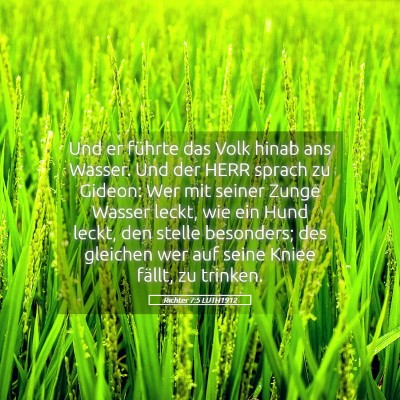 Picture 05 - Richter 7:5 LUTH1912 - Und er führte das Volk hinab ans Wasser. Und der - Bible Verse Picture