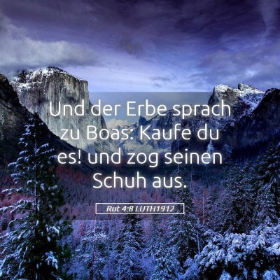 Picture 05 - Rut 4:8 LUTH1912 - Und der Erbe sprach zu Boas: Kaufe du es! und zog - Bible Verse Picture