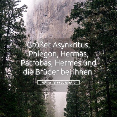 Picture 05 - Römer 16:14 LUTH1912 - Grüßet Asynkritus, Phlegon, Hermas, Patrobas, - Bible Verse Picture