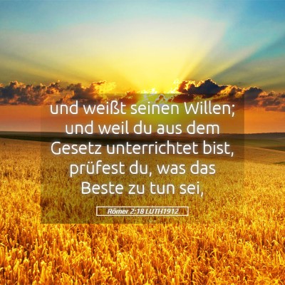 Picture 05 - Römer 2:18 LUTH1912 - und weißt seinen Willen; und weil du aus dem - Bible Verse Picture