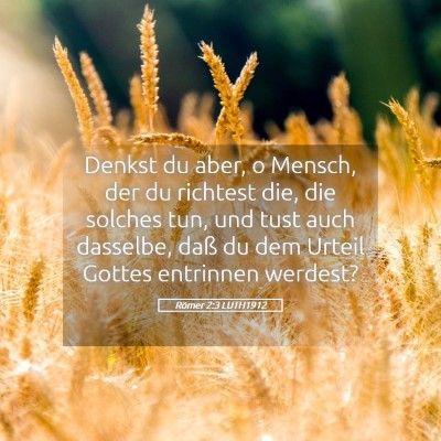 Picture 05 - Römer 2:3 LUTH1912 - Denkst du aber, o Mensch, der du richtest die, - Bible Verse Picture