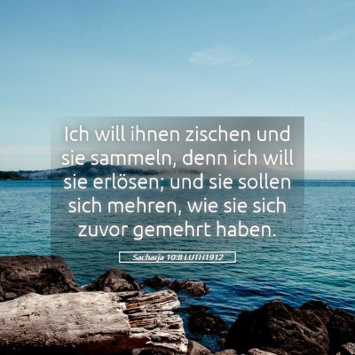 Picture 05 - Sacharja 10:8 LUTH1912 - Ich will ihnen zischen und sie sammeln, denn ich - Bible Verse Picture