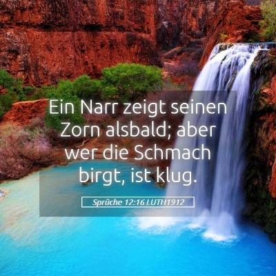 Picture 05 - Sprüche 12:16 LUTH1912 - Ein Narr zeigt seinen Zorn alsbald; aber wer die - Bible Verse Picture