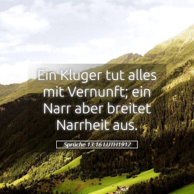 Picture 05 - Sprüche 13:16 LUTH1912 - Ein Kluger tut alles mit Vernunft; ein Narr aber - Bible Verse Picture