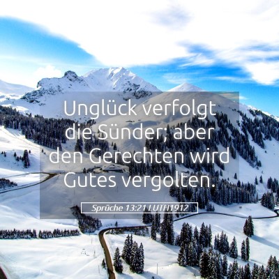 Picture 05 - Sprüche 13:21 LUTH1912 - Unglück verfolgt die Sünder; aber den Gerechten - Bible Verse Picture