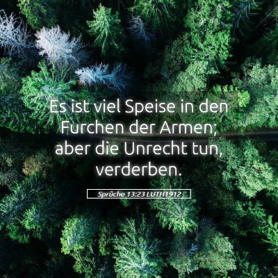 Picture 05 - Sprüche 13:23 LUTH1912 - Es ist viel Speise in den Furchen der Armen; aber - Bible Verse Picture