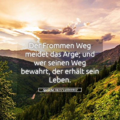 Picture 05 - Sprüche 16:17 LUTH1912 - Der Frommen Weg meidet das Arge; und wer seinen - Bible Verse Picture