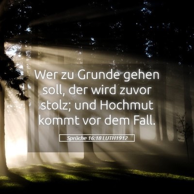 Picture 05 - Sprüche 16:18 LUTH1912 - Wer zu Grunde gehen soll, der wird zuvor stolz; - Bible Verse Picture