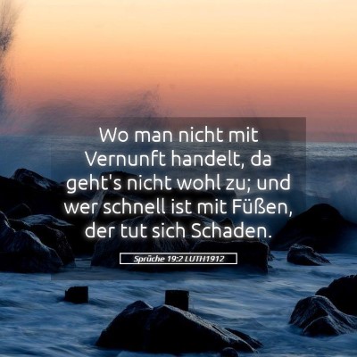 Picture 05 - Sprüche 19:2 LUTH1912 - Wo man nicht mit Vernunft handelt, da geht's - Bible Verse Picture