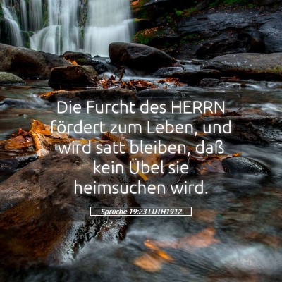Picture 05 - Sprüche 19:23 LUTH1912 - Die Furcht des HERRN fördert zum Leben, und wird - Bible Verse Picture