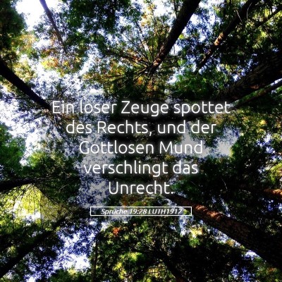 Picture 05 - Sprüche 19:28 LUTH1912 - Ein loser Zeuge spottet des Rechts, und der - Bible Verse Picture
