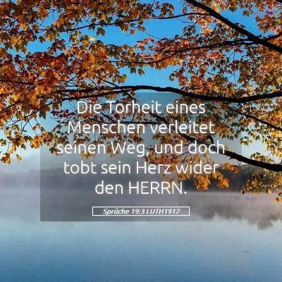 Picture 05 - Sprüche 19:3 LUTH1912 - Die Torheit eines Menschen verleitet seinen Weg, - Bible Verse Picture