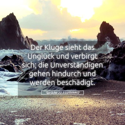Picture 05 - Sprüche 22:3 LUTH1912 - Der Kluge sieht das Unglück und verbirgt sich; - Bible Verse Picture