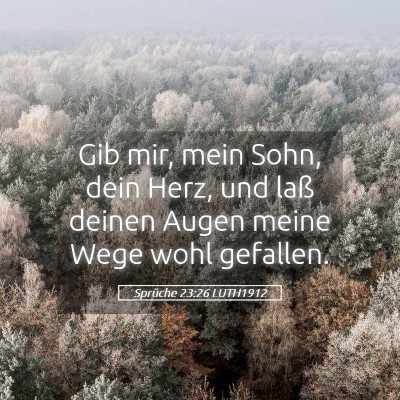 Picture 05 - Sprüche 23:26 LUTH1912 - Gib mir, mein Sohn, dein Herz, und laß deinen - Bible Verse Picture