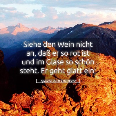 Picture 05 - Sprüche 23:31 LUTH1912 - Siehe den Wein nicht an, daß er so rot ist und - Bible Verse Picture