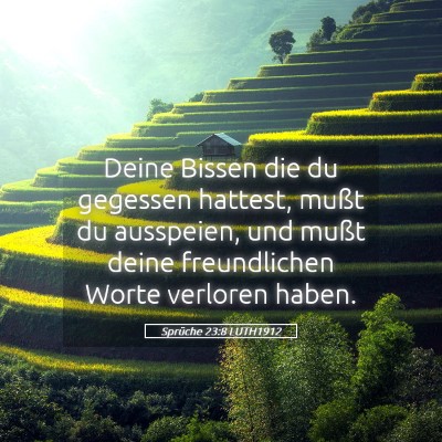 Picture 05 - Sprüche 23:8 LUTH1912 - Deine Bissen die du gegessen hattest, mußt du - Bible Verse Picture