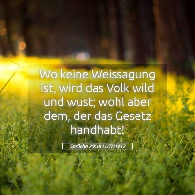 Picture 05 - Sprüche 29:18 LUTH1912 - Wo keine Weissagung ist, wird das Volk wild und - Bible Verse Picture