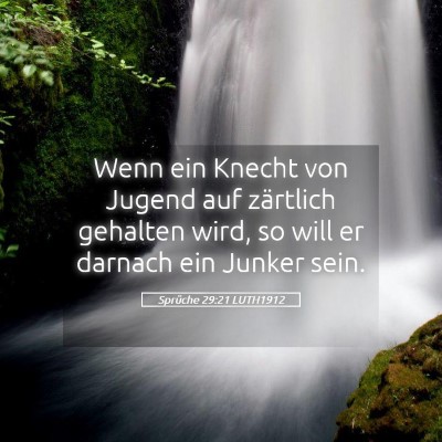 Picture 05 - Sprüche 29:21 LUTH1912 - Wenn ein Knecht von Jugend auf zärtlich gehalten - Bible Verse Picture