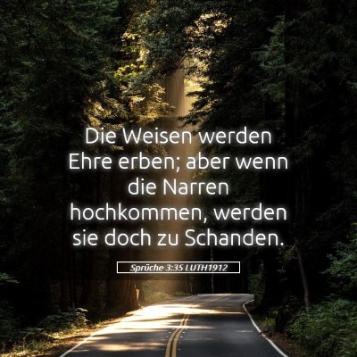 Picture 05 - Sprüche 3:35 LUTH1912 - Die Weisen werden Ehre erben; aber wenn die - Bible Verse Picture