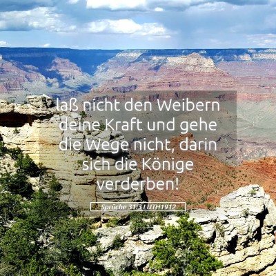 Picture 05 - Sprüche 31:3 LUTH1912 - laß nicht den Weibern deine Kraft und gehe die - Bible Verse Picture