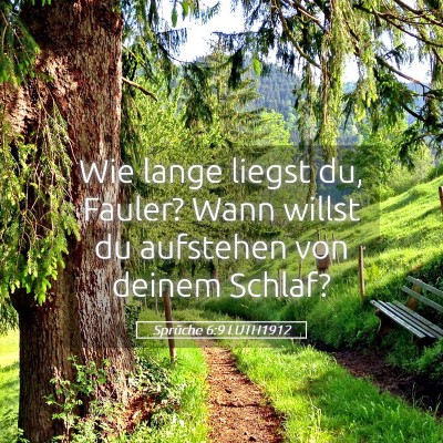 Picture 05 - Sprüche 6:9 LUTH1912 - Wie lange liegst du, Fauler? Wann willst du - Bible Verse Picture