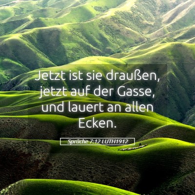 Picture 05 - Sprüche 7:12 LUTH1912 - Jetzt ist sie draußen, jetzt auf der Gasse, und - Bible Verse Picture