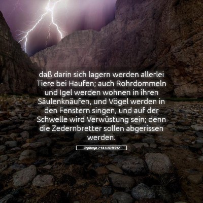 Picture 05 - Zephanja 2:14 LUTH1912 - daß darin sich lagern werden allerlei Tiere bei - Bible Verse Picture