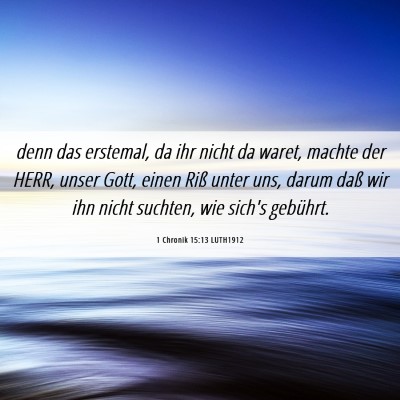Picture 06 - 1 Chronik 15:13 LUTH1912 - denn das erstemal, da ihr nicht da waret, machte - Bible Verse Picture