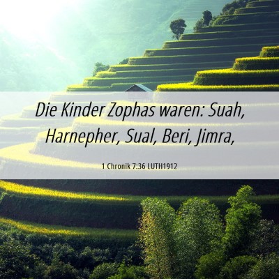 Picture 06 - 1 Chronik 7:36 LUTH1912 - Die Kinder Zophas waren: Suah, Harnepher, Sual, - Bible Verse Picture