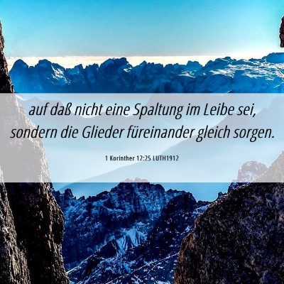 Picture 06 - 1 Korinther 12:25 LUTH1912 - auf daß nicht eine Spaltung im Leibe sei, - Bible Verse Picture