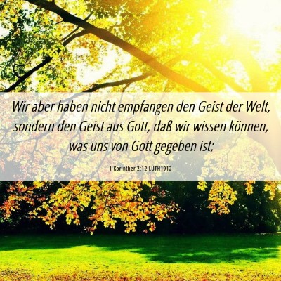 Picture 06 - 1 Korinther 2:12 LUTH1912 - Wir aber haben nicht empfangen den Geist der - Bible Verse Picture