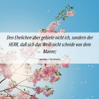 Picture 06 - 1 Korinther 7:10 LUTH1912 - Den Ehelichen aber gebiete nicht ich, sondern der - Bible Verse Picture