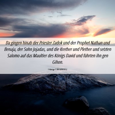 Picture 06 - 1 Könige 1:38 LUTH1912 - Da gingen hinab der Priester Zadok und der - Bible Verse Picture
