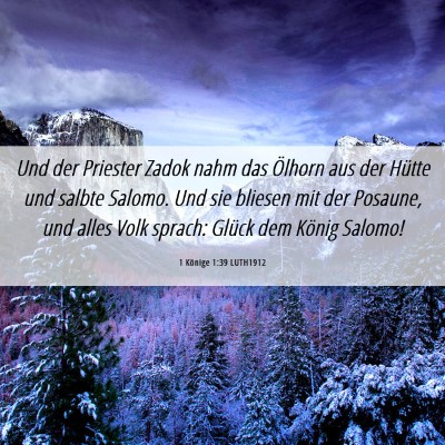 Picture 06 - 1 Könige 1:39 LUTH1912 - Und der Priester Zadok nahm das Ölhorn aus der - Bible Verse Picture