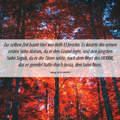 Picture 06 - 1 Könige 16:34 LUTH1912 - Zur selben Zeit baute Hiel von Beth-El Jericho. - Bible Verse Picture