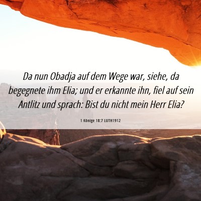 Picture 06 - 1 Könige 18:7 LUTH1912 - Da nun Obadja auf dem Wege war, siehe, da - Bible Verse Picture
