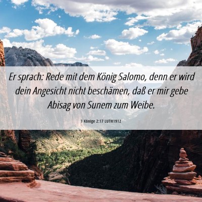 Picture 06 - 1 Könige 2:17 LUTH1912 - Er sprach: Rede mit dem König Salomo, denn er - Bible Verse Picture