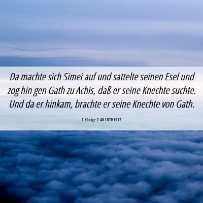 Picture 06 - 1 Könige 2:40 LUTH1912 - Da machte sich Simei auf und sattelte seinen Esel - Bible Verse Picture