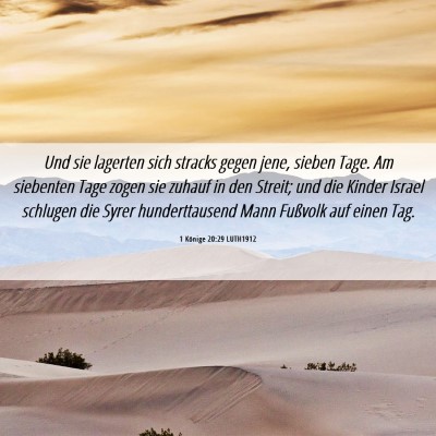Picture 06 - 1 Könige 20:29 LUTH1912 - Und sie lagerten sich stracks gegen jene, sieben - Bible Verse Picture