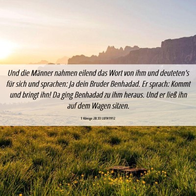 Picture 06 - 1 Könige 20:33 LUTH1912 - Und die Männer nahmen eilend das Wort von ihm - Bible Verse Picture