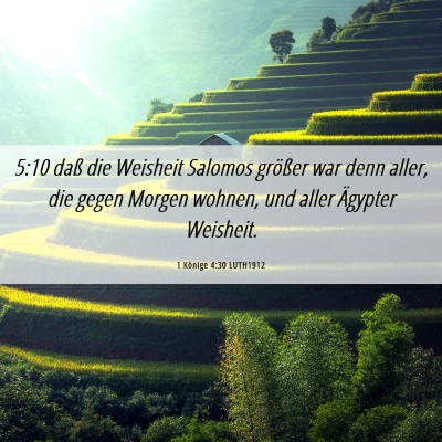 Picture 06 - 1 Könige 4:30 LUTH1912 - 5:10 daß die Weisheit Salomos größer war denn - Bible Verse Picture
