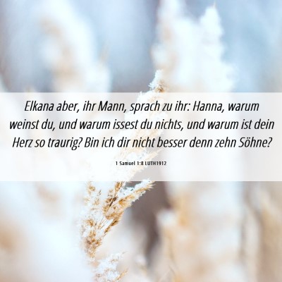 Picture 06 - 1 Samuel 1:8 LUTH1912 - Elkana aber, ihr Mann, sprach zu ihr: Hanna, - Bible Verse Picture
