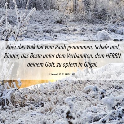 Picture 06 - 1 Samuel 15:21 LUTH1912 - Aber das Volk hat vom Raub genommen, Schafe und - Bible Verse Picture